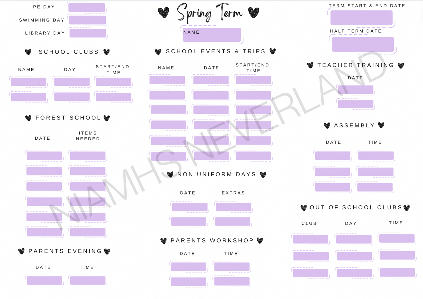 School Term Planner